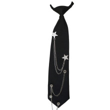 Jk Uniform Punk Krawatte Metallkette Strass Kragen-Marineblau