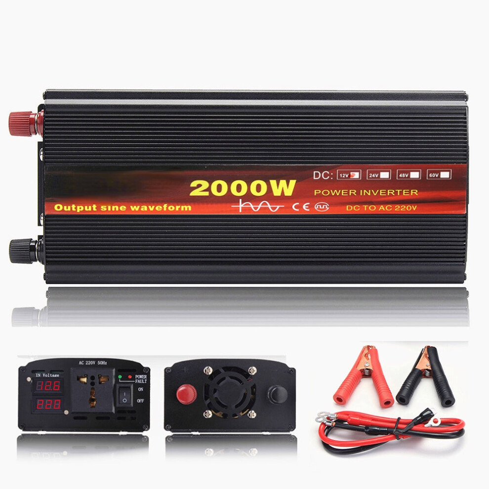 (2000W, 12V) 2000W/3000W/4000W Power Inverter Pure Sine Wave Transformer 12V/24V To 220V Auto 4250937593014
