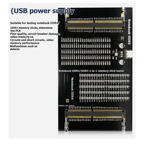 Upgraded Laptop DDR4/DDR5 Dual-Use Memory Module Testing Tool, Computer Memory Module Repair Tool with LED Tester 2