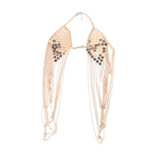 Vintage Punk Harness Bikini Body Link Epaulet Shoulder Chain Necklace Collar Dangling Tassel gold
