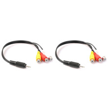 2pcs 2.5mm AV Male to 3RCA Female M/F Audio Video Cable Stereo Jack Adapter Cord
