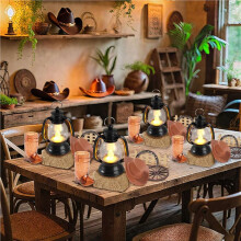 128 Centres de Table Western, -Balles de Foin et -Lanternes, pour une Décoration de Table ou un Mariage Western