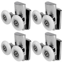 Douchedeurwielen 23 mm zwaar uitgevoerd - 4 stuks aluminium dubbele rollers_P