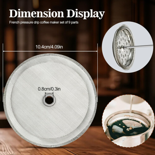 4In French Press Filter Replacements Set Includes Spirals and 2