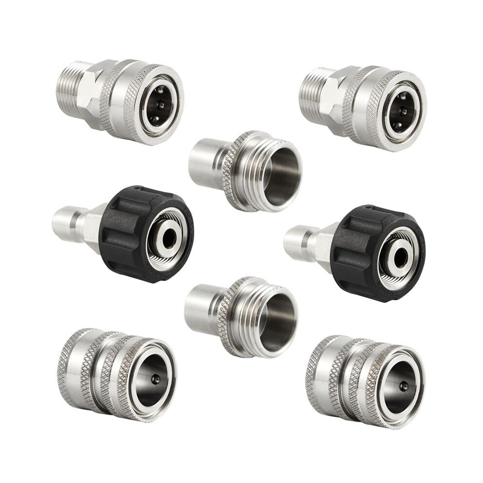 Stainless Steel Pressure Washer Quick Connect Kit,M22 14Mm To 3/8In Quick Connect,3/4In To 1/2In Quick Release Adapter 4711095327861