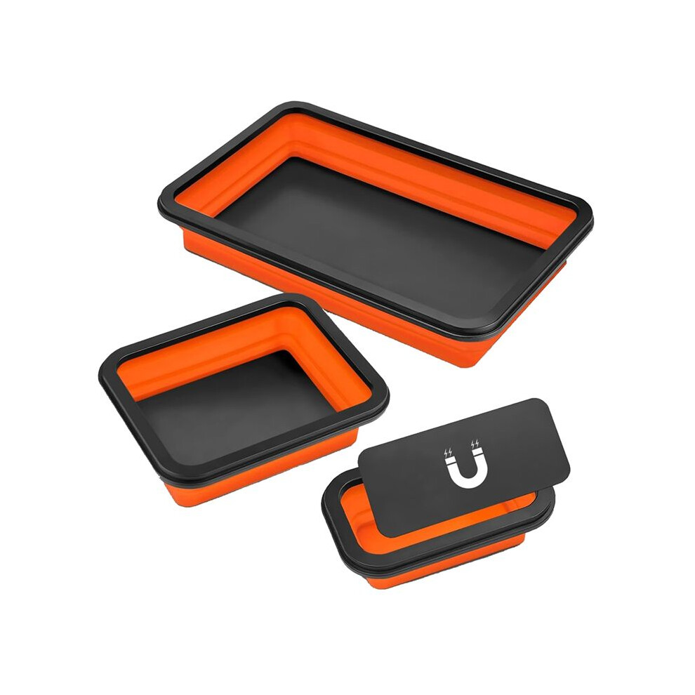 Magnetic Parts Tray Set, 3 Different Size Foldable Silicone Magnetic Tool Trays For Bolts, Screws, Nuts Mechanic Tool 4711580807953