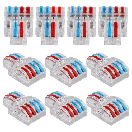 10 Pcs Terminal Connection Clamp Set, Wire Connector, Quick Compact Cable Connector NC-422 Transparent