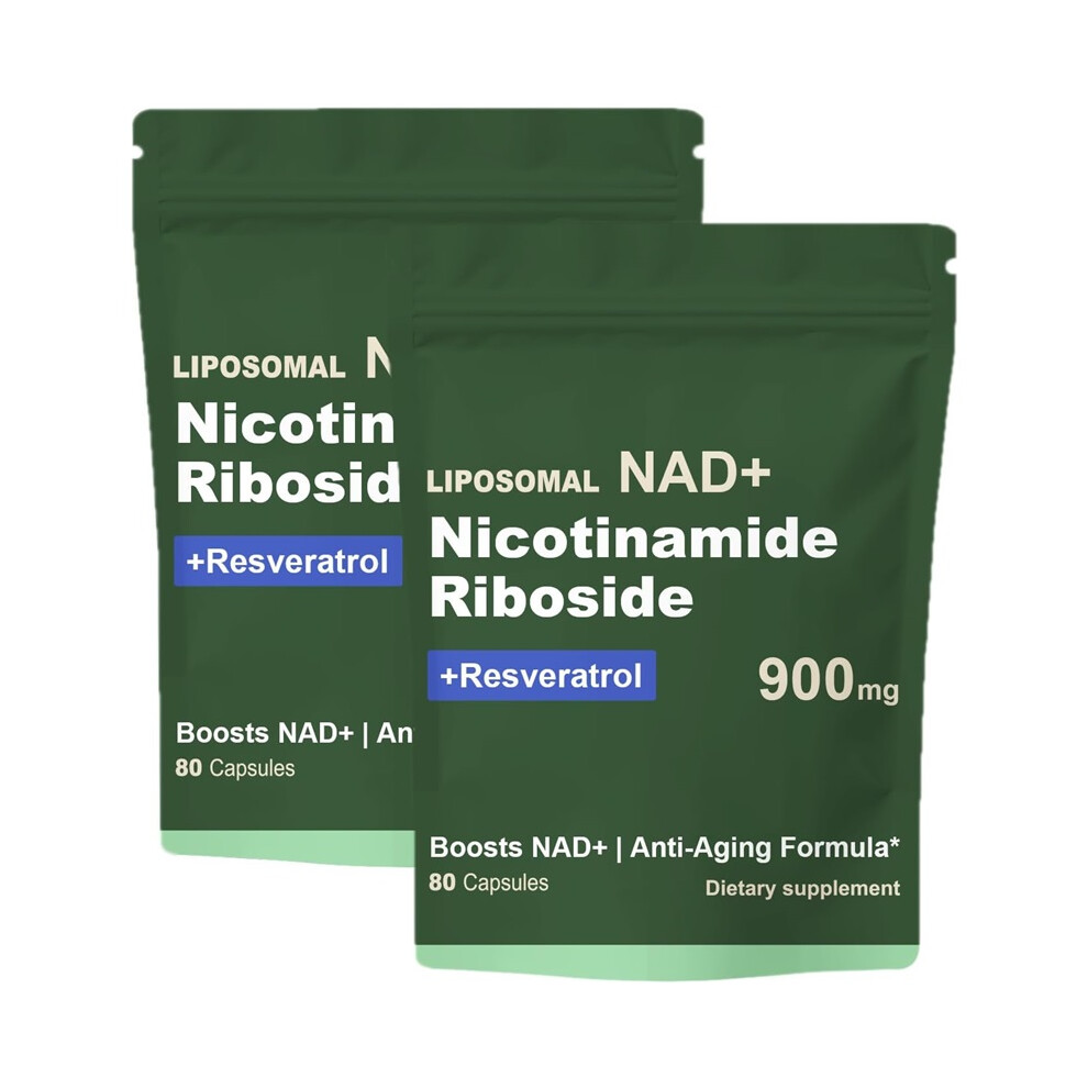 (2pcs) Liposomal NAD Supplement with NAD Nicotinamide Riboside Resveratrol 900 MG,Anti-Aging, Energy, Focus,80 Capsules(5Pcs)