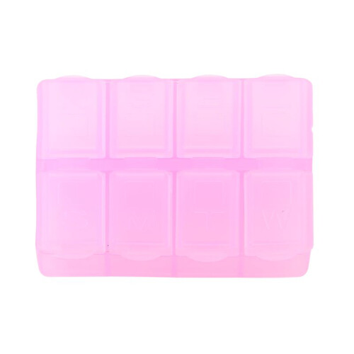 Plastic Rectangle 8 Compartments 7 Days Medicine Pill Box