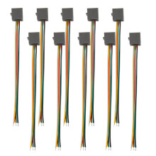 10 Pcs 616E 4P4C RJ9 Female Telephone Connector Adapter w 4 Wires 8cm