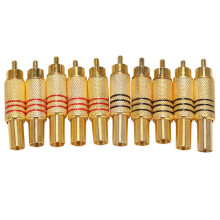 10 St Guld Tone Hane RCA-Kontakt Ljudkontakt MetallfjäDeradapter