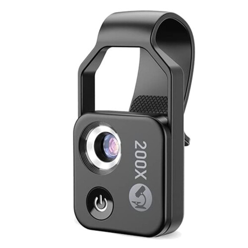 200X Cell Phone Microscope Accessory with Window Microscope, Portable  Digital Microscope with LED Light/Universal Clip