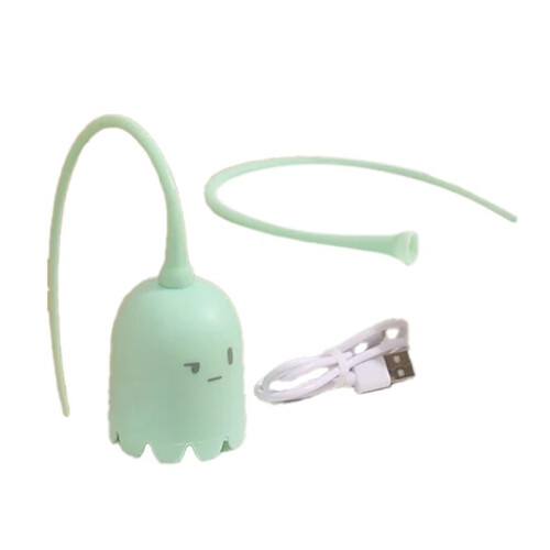 Interactive Cat Toy USB Cat Pet Silicone Automatically Rotates Mouse Tail.Kitten Teasing Stick Green
