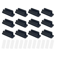 12PCS Silicone Pen Holders, Adhesive Pen Holder Portable Pencil Holder  Holder Mount Clip,Black