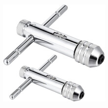 2Pcs Ratchet T Handle Tap Wrench, Adjustable T Bar Handle Holder Ratcheting Tap Wrench for Metric M3-M8 / M5-M12