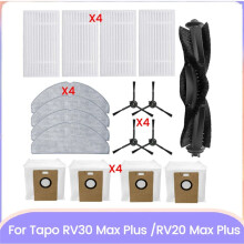 17 Piezas para Aspiradora Tapo RV30 Max /RV20 Max , Filtros de Cepillo Lateral Principal, Paño de Fregona, Bolsas para Polvo