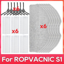 Kit de Repuestos para Aspiradora Robot con Cepillo Lateral, Filtro y Mopa ROPVACNIC S1 / Tipdiy G90 / Betboyles V75S / VIPSUN Z1
