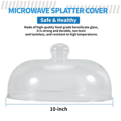 Tampa de Vidro Borossilicato Antirrespingos para Micro-Ondas, para Alimentos, Tampa de Micro-Ondas Sem Plástico e Atóxica (10 Polegadas) 2