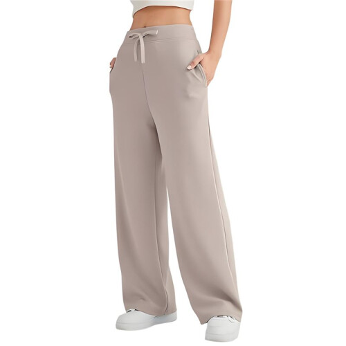 Dames High Waisted Baggy Sweatpants Khaki S