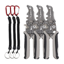 3pcs Multifunctional Elbow Wire Stripping Pliers with Spring Keychain, Multifunctional Elbow Wire Stripping Pliers
