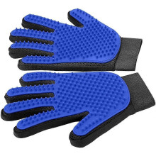 Upgrade Efficient Pet Hair Remover Gloves - Gentle Shedding Brushes for Dogs, Cats & Horses with Long and Short Hair - 1 Pair (Blue)