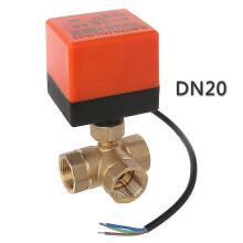 Válvula de bola motorizada eléctrica de 3 vías, control de dos vías de tres líneas, CA 220 V, DN15/20/25.