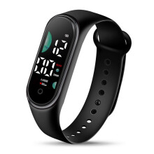 Elektronische Kinderuhr, Sport, wasserdicht, großes LED-Display mit Leuchtfunktion, Datumsautomatik, vollständige