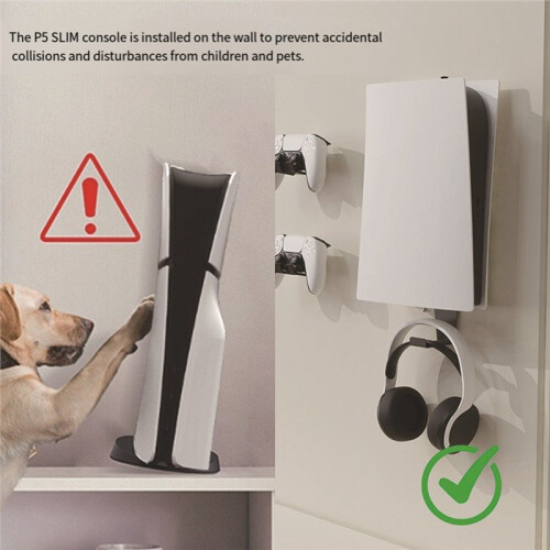 For PS5 PRO/PS5 Slim/PS5 Console Wall Mount Bracket Storage Stand Space-Saving Holder Game Console Accessories Black 2