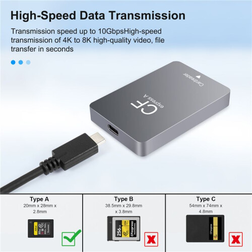 CFexpress Type a Card Reader USB3.1 Gen2 Adapter 10Gbps for Windows XP with Cable for SLR 2