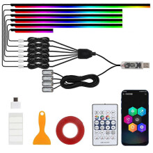 ohjaussovelluksen kaukosäädin värikäs auton sisävalaistus muunnettu LED-akryyli-USB-auton tunnelmavalaistus 110CM * 3 MSPHX