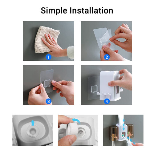 Toothbrush Holder Wall Mounted,Toothpaste Dispenser Wall Mounted for Bathroom Automatic Toothpaste Squeezer with Cover 2