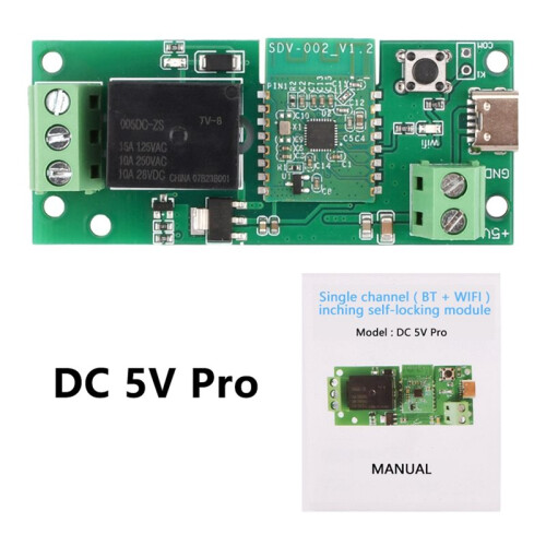DC5V Single-Channel  WiFi Relay Module: Momentary-to-Hold, MicroLink APP Control with Type-C Interface 1