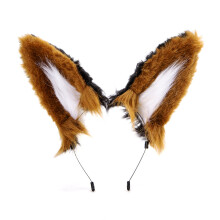 Wolf Ears Furry Headbands Cosplay Costume For Anime-Coffee