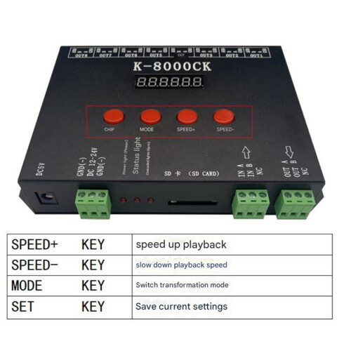 T-8000 TTL LED Pixel Controller DC5/12-24V with 2GB  Card for Various LED Strip Lights 1