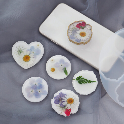 Handmade DIY Smooth Epoxy Heart Shaped Irregular Phone Holder Epoxy Silicone Mold Crafts 1