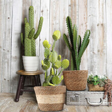 2Pcs Handmade Straw Storage Basket Rattan Floor Flower Pot Indoor Outdoor Flower Pot Plant Container