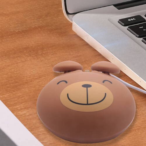 Mouse da Gioco Ottico Cablato da 1000 Dpi Simpatico Orso Animale Mouse USB per PC Portatile Console di Gioco in Plastica Marrone 2