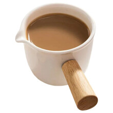 High Temperature Resistance Ceramic Milk Jug Modern Simplicity Coffee Cup Wooden Handle Durable Espresso Measuring Cup