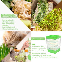 Kit de Germination à 4 Niveaux avec Trous de Drainage et Plateau D'Égouttage, Micro-Pousses Empilables Améliorées pour Haricots et les Graines de