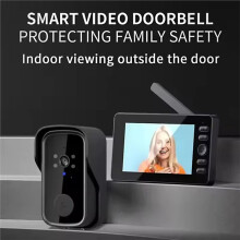 Wireless Video Doorbell Night Vision 4.3in LPS Screen Waterproof Visual Doorbell Camera Home Security Two-Way Intercom