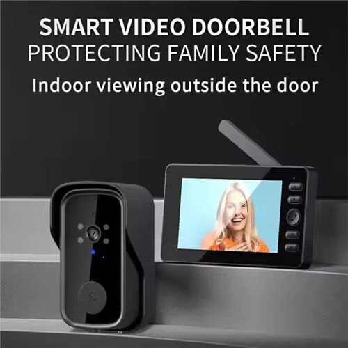 Wireless Video Doorbell Night Vision 4.3in LPS Screen Waterproof Visual Doorbell Camera Home Security Two-Way Intercom