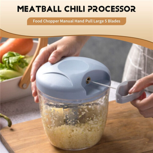 Food Chopper Manual Hand Pull Large 5 Blades Small String Speedy Processor Meatball Chili Garlic Master 1