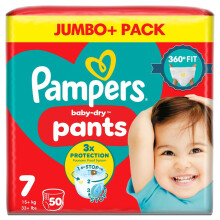 Pampers Baby-Dry Pants Size 7 Jumbo+ Pack - 50 Nappies