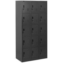 Casier vestiaire métallique - HELLOSHOP26 - 15 compartiments - Verrouillable - Acier anthracite - 200 kg