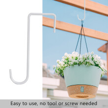Patio White Powder Coated Steel Fence Hooks for Hanging Plants, Planters, Bird Feeders, Lights, 8 PCS