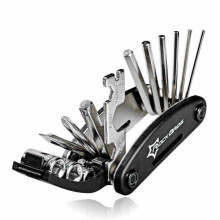 ROCKBROS Bicycle Multi Tool 16 in 1 Folding Bike Repair Tool Compact Portable Cycling Tool Kit Aluminium Black