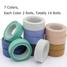 Set di Nastri Washi, Nastri Decorativi per Mascheratura Washi Griglia 33 Piedi per Rotolo per Decorazioni DIY Scrapbooking Tape (14 Rotoli)