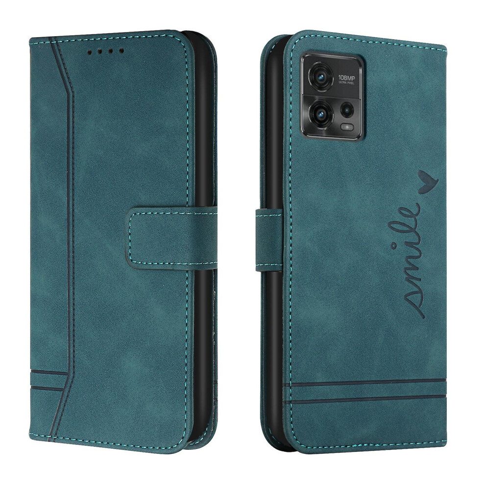 Leather Magnetic Closure Case With Flip Wallet Stand Function Cover Compatible Moto G72: Green 4335646371990