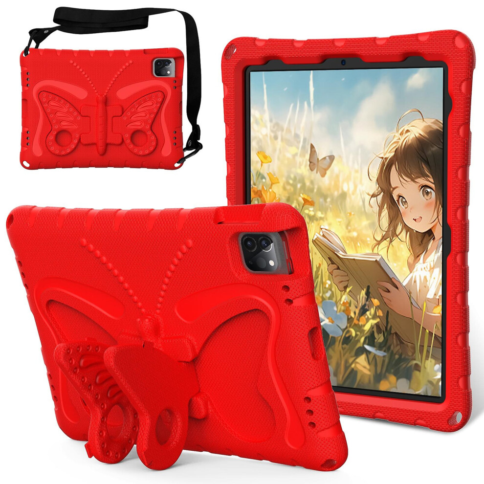 Compatible Ipad Pro 11 2024 Butterfly Bracket Eva Shockproof Tablet Case: Red 8273334366605