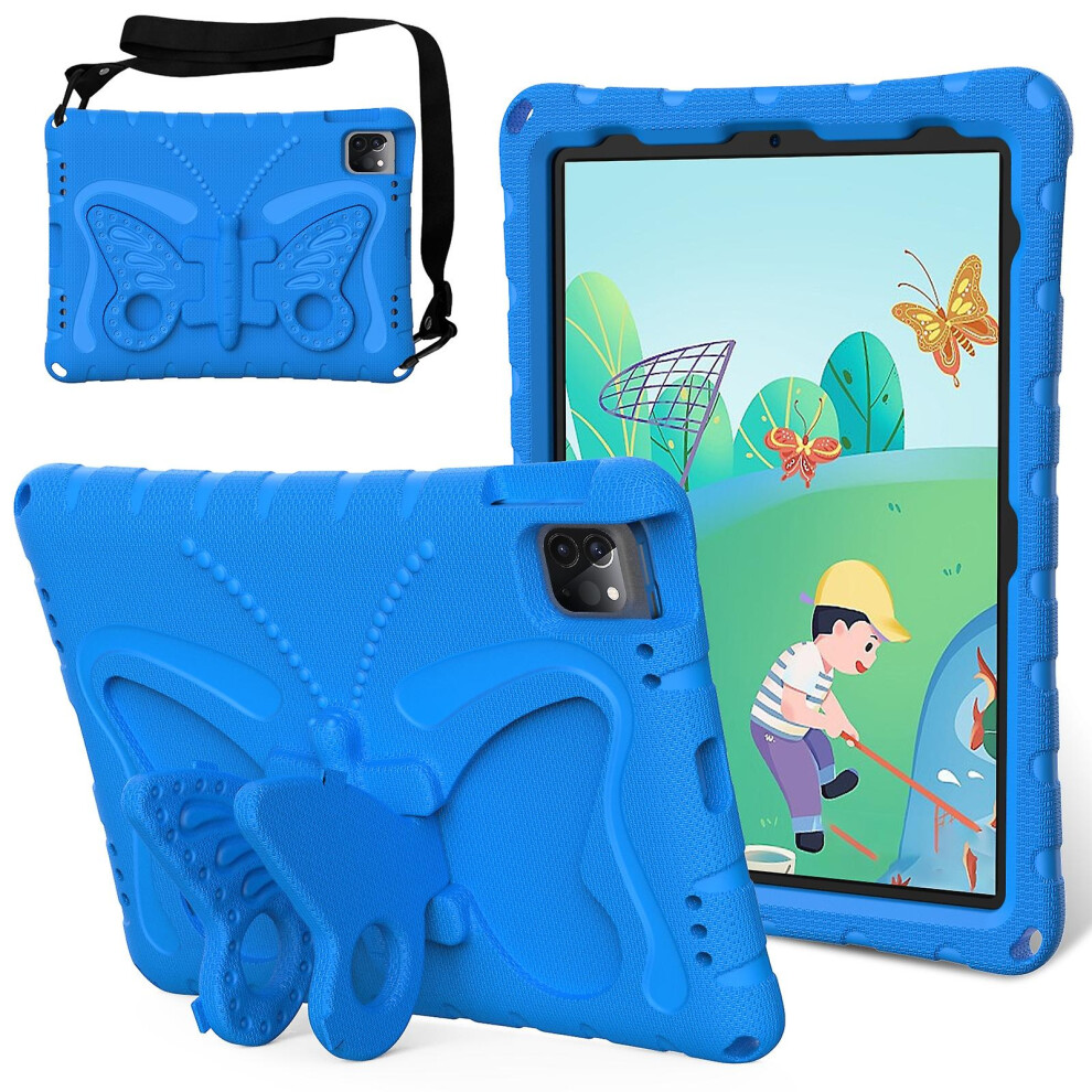 Compatible Ipad Pro 11 2024 Butterfly Bracket Eva Shockproof Tablet Case: Blue 8273334366544